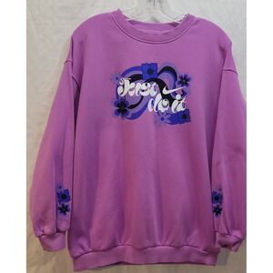 Nike Womens XL Purple Floral Just Do It Graphic Crewneck Sweatshirt Oversized